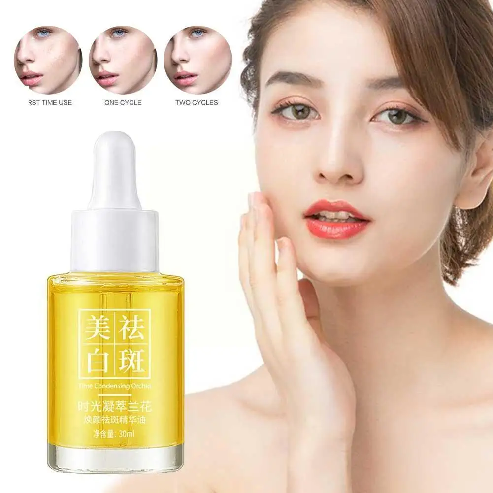 

Natural Orchid Essence Oil Dark Spot Corrector Whitening Serum Freckle Brighten Bleaching Blemish Remover Face Serum M0V5