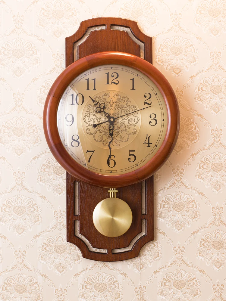 

Настенные часы в китайском стиле, классические бесшумные домашние модные креативные настенные часы из массива дерева для гостиной, X711S