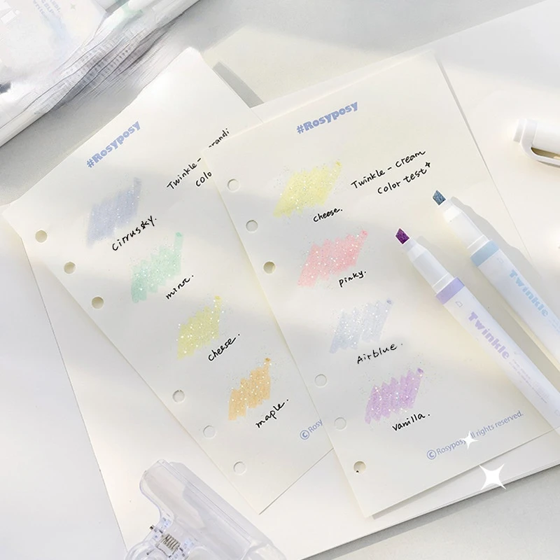 

4pcs/box Ins Style Watercolor Marker Pen Glitter Highlighter Marker Pen Students Draw Key Marks Hand Account Highlighter Pen