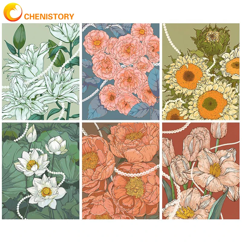 

CHENISTORY Paint By Number Flower For Adults Drawing On Canvas HandPainted Art Gift DIY Pictures By Number Kits Home Decor