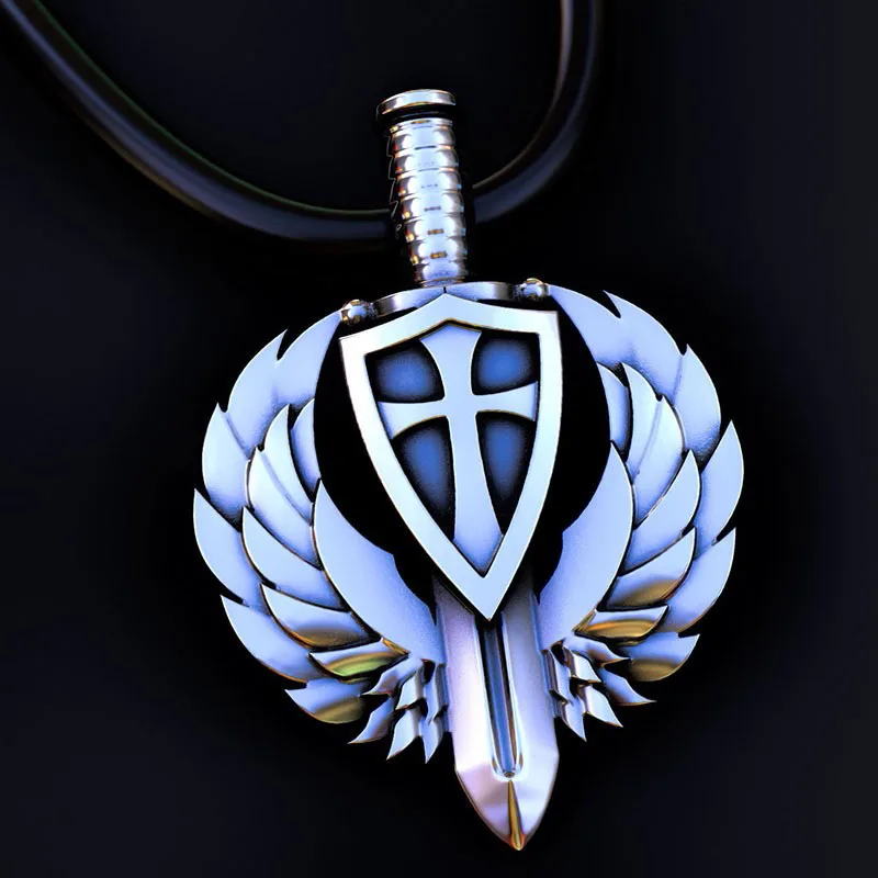

Classic Pop Creative Fashion New Blue Cross Shield Pendant Necklace, Men's Daily Accessories, Birthday Gifts, Memorial Day Gifts