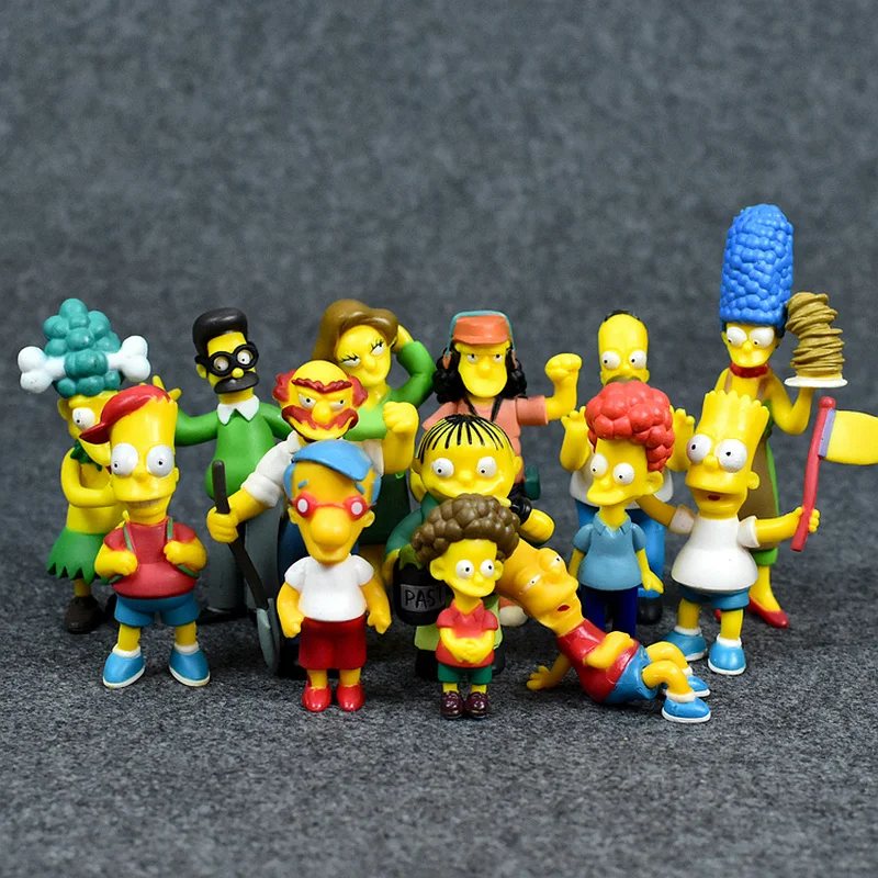 Disney Simpsons Cartoon Action Figures Toys Funny Homer Marge Bart Mini Figurines Pvc Doll Model Children Toy Birthday Gift