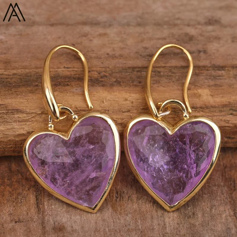 

Heart Amethsyts Labradorite Dangle Earrings For Women Boho Luxury Fashion Natural Stones Earring Designer Jewelery Bijoux