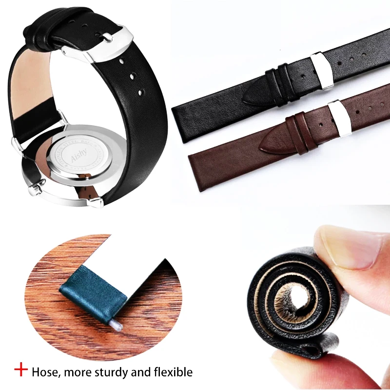 Soft Watch strap 8mm 10mm 12mm 14mm 16mm 18mm 20mm 22mm 24mm Men leather Women Watch band Part Purple Green Blue