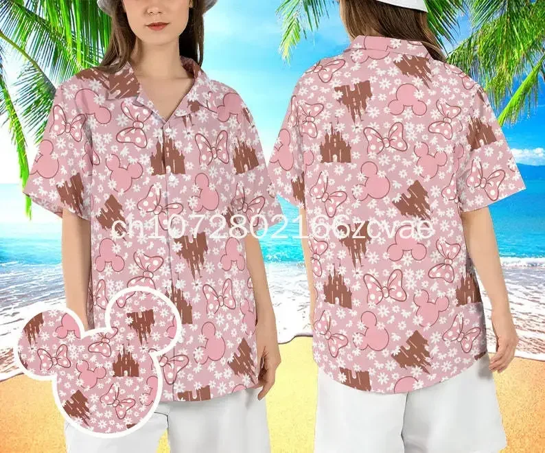 Новая гавайская рубашка с изображением коллекции Disneyland мужская пуговицами Микки