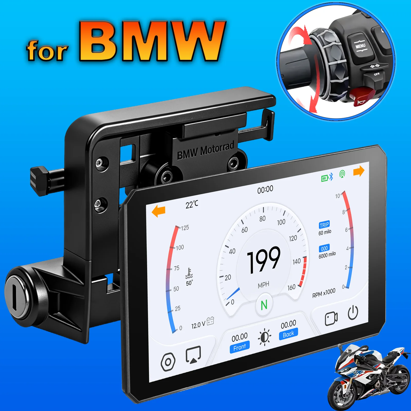 

Android Auto for BMW Motorcycle Carplay M1000 XR R1200GS R1250GS S1000XR S1000RR R1300GS Wireless Navigation 7 Inch
