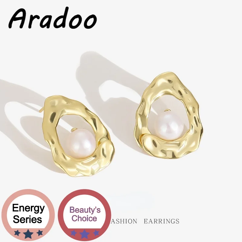 

Серебряные серьги-гвоздики ARADOO S925, серьги неправильной формы с натуральным жемчугом в стиле барокко, светильник Роскошные серьги-гвоздики