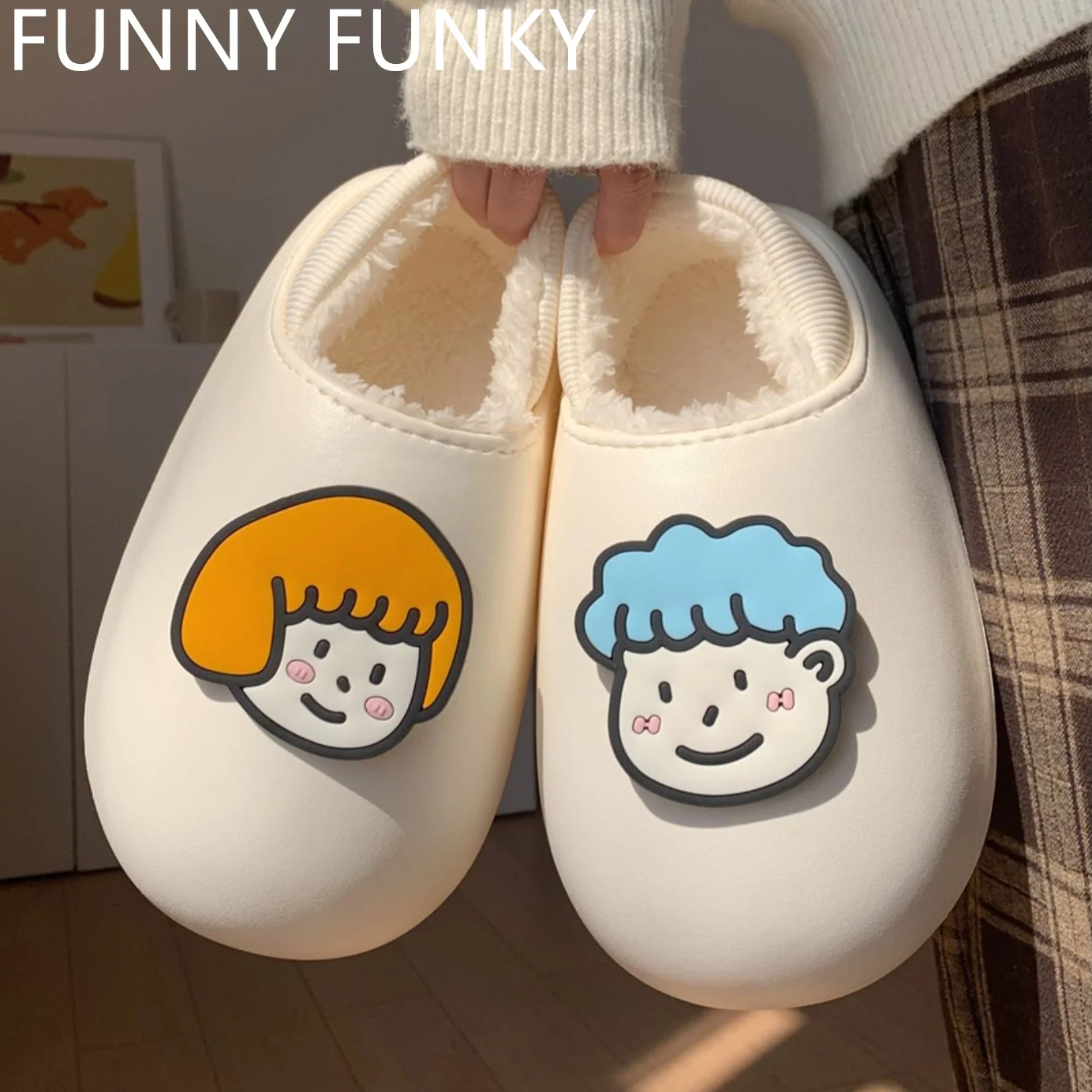 

Водонепроницаемые тапочки, зимние короткие плюшевые съемные тапки на платформе из ЭВА с застежкой для людей, парные домашние садовые тапки ...