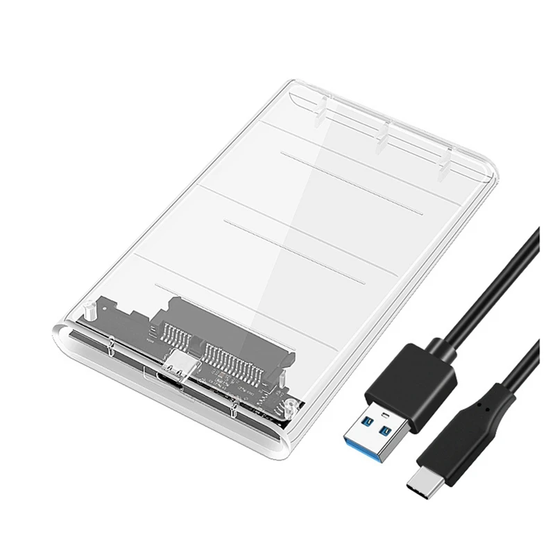 

USB3.0/Type-C HDD Enclosure Of 2.5 Inch Hard Disk Case SSD SATA3 To USB 3.0 Transparent HDD Box USB C HDD Case 5Gbps