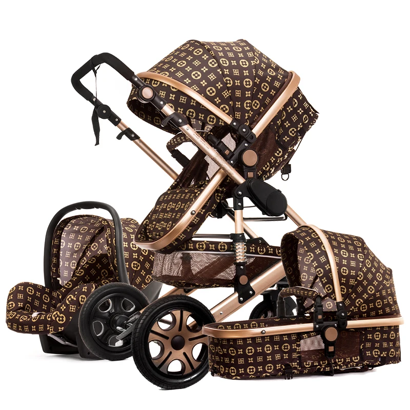 2022 Luxury Baby Stroller 3 in 1 Infant Stroller Set Portable Reversible High Landscape Baby Carriage Trolley Travel Pram 7Gifts enlarge