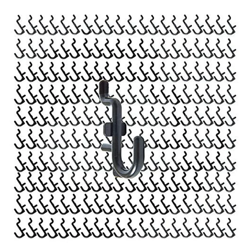 

200 Pack Pegboard Hooks, 1/4 Inch J Peg Hooks Kit For Garage Tool Storage Organizer, Jewelry Hanging (Black)