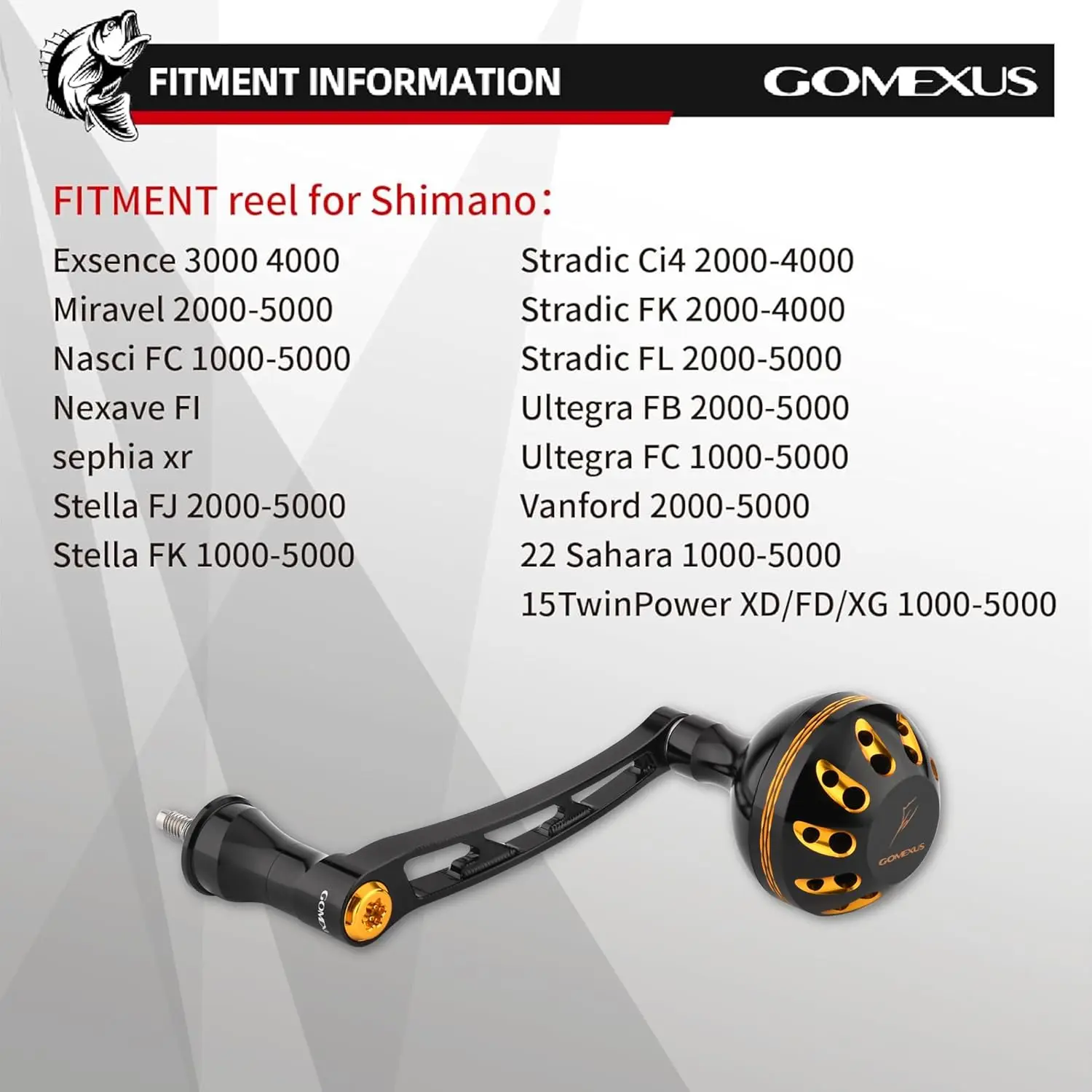 Рукоятка для спиннинговой катушки Gomexus LMY-A38 70 мм, алюминиевая, для Shimano Daiwa (art.: 3920d97df6f77) - 3920d97df6f77