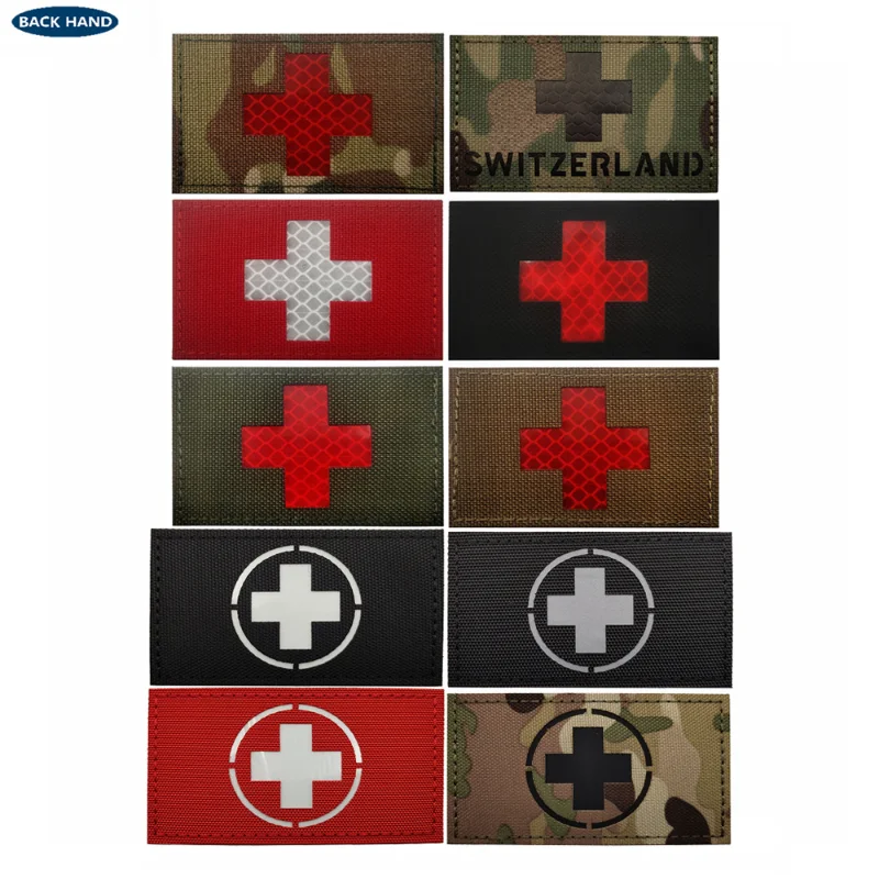 

Reflective Medic Patches Tactical Medical Patches Hook-Fastener Backing Cross Medical Rescue Ir Chapter Reflective Pack