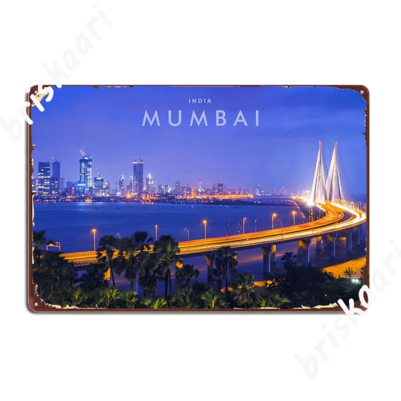 

Мумбаи, Индия, металлический знак, Настенный декор, настенная роспись, настенная роспись, оловянные плакаты