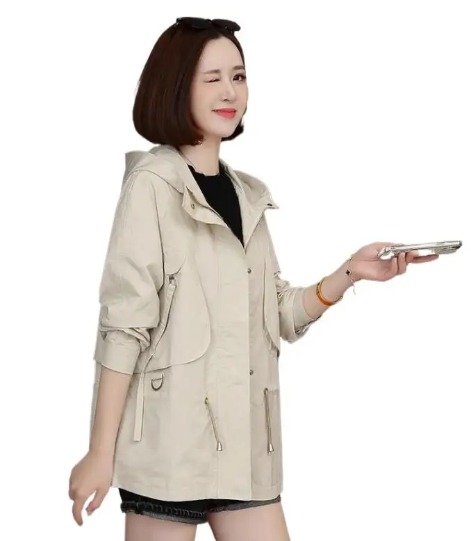 

2023 Women's Clothing Hooded Temperament Wild Trench Coat Autumn New 22