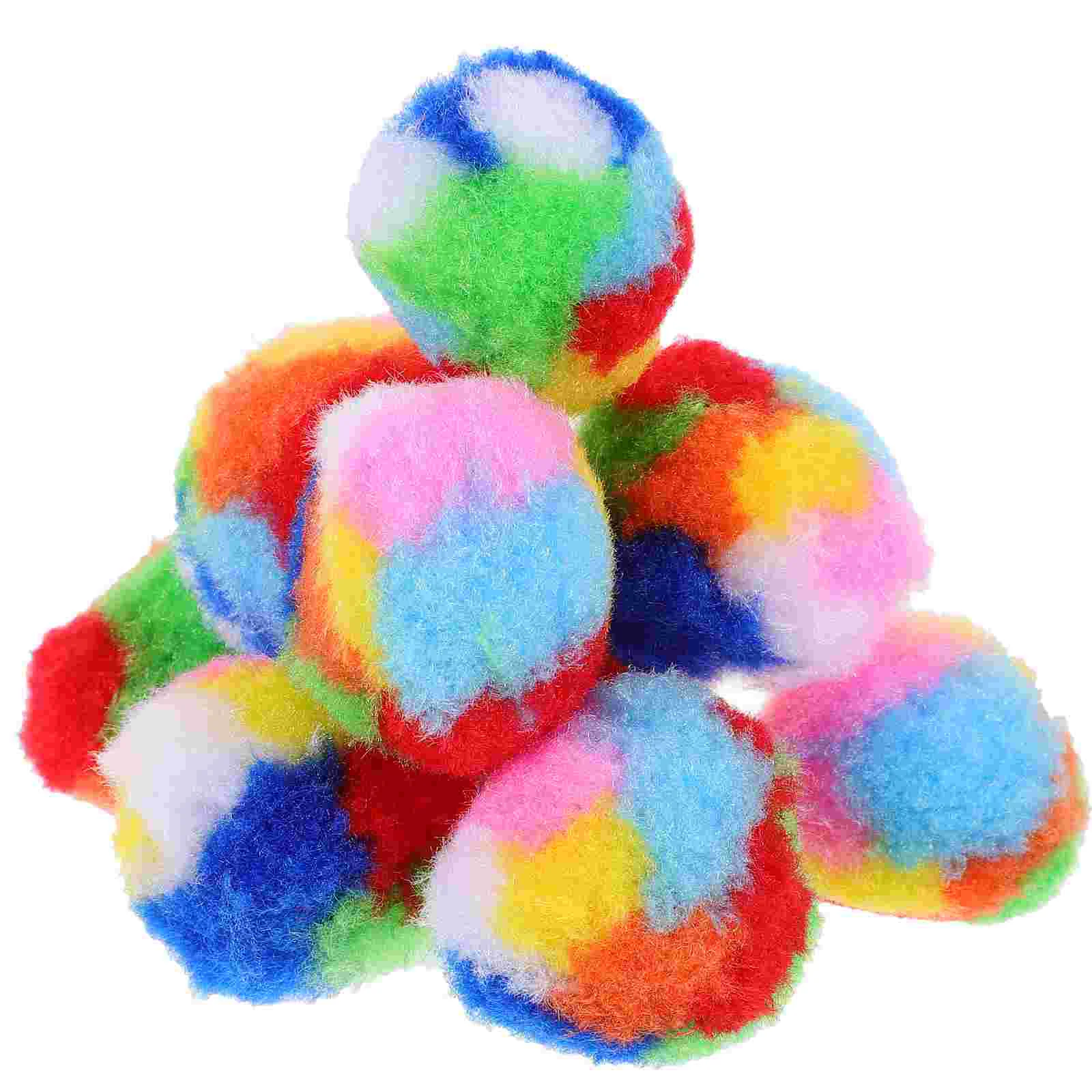 

20pcs Cat Balls Toy Cute Rainbow Yarn Puff Balls Funny Kitten Fuzzy Balls