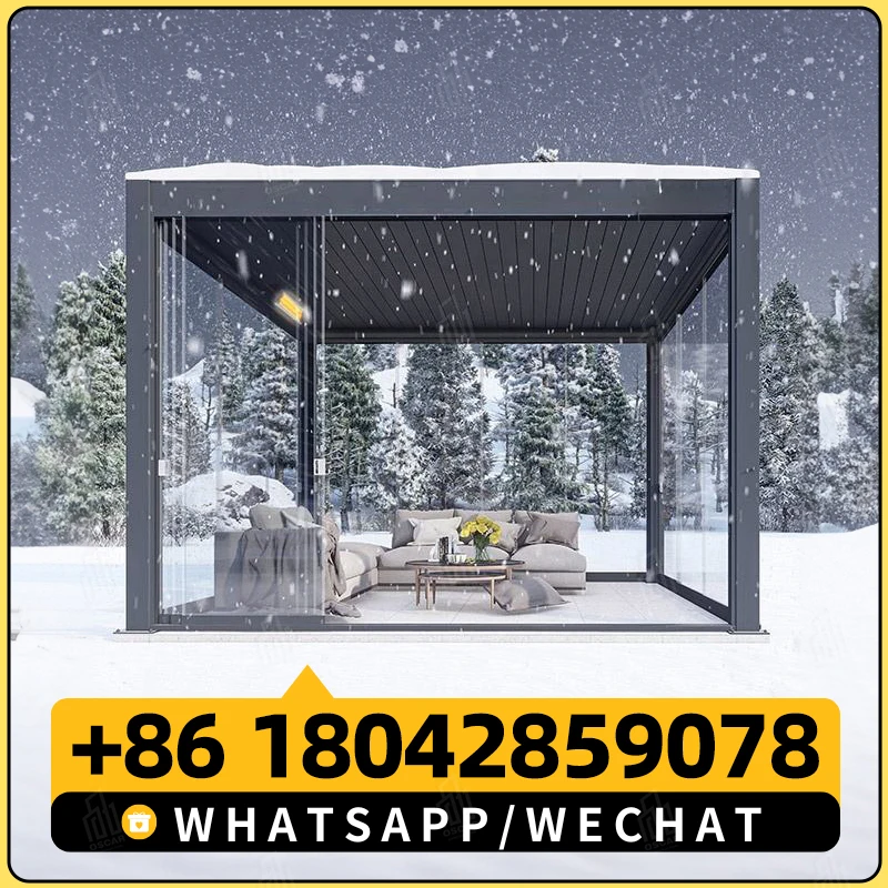 Алюминиевая водонепроницаемая беседка с жалюзи уличный биоклиматический тент