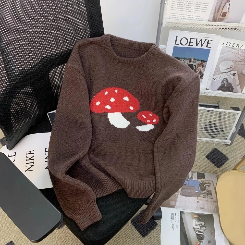 Плюс размер Вчора романтические забавы молодой грибной жаккардовый свитер