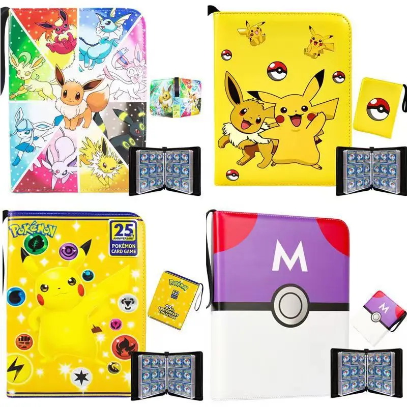 

New 400-900 Pcs Pikachu Charizard Photo Album Notebook Pokemon Playing Cards Map Display Binder Vmax Protector Cards Book Fold