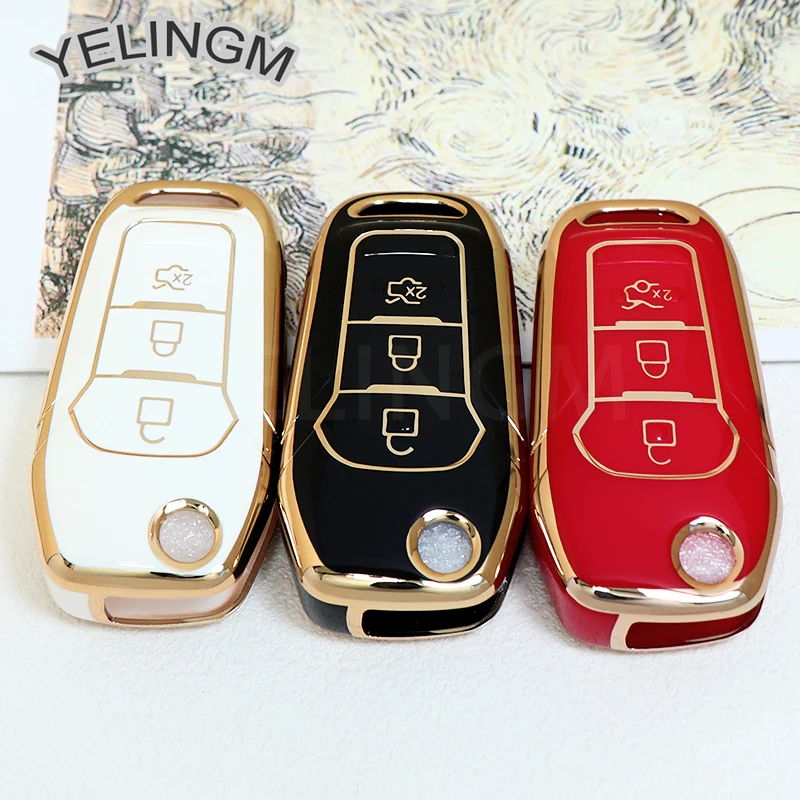 Чехол для автомобильного ключа из ТПУ Ford Figo 2017 Mondeo 5 Ecosport Puma 2020 Fiesta Mk8 Everest Ranger
