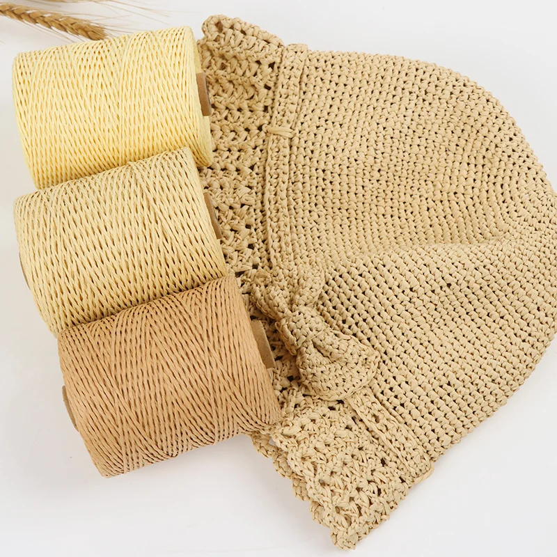 

1Roll=280M Natural Raffia Straw Yarn For Summer Hand Knit Crochet Hat HandBag Cushion Baskets Knitting Material Colorful Threads