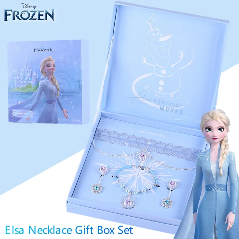 

Disney Frozen Jewelry Sets 2022 New Animation Derivatives Exquisite Girl Necklace And Hair Accessories Set Toys For Children
