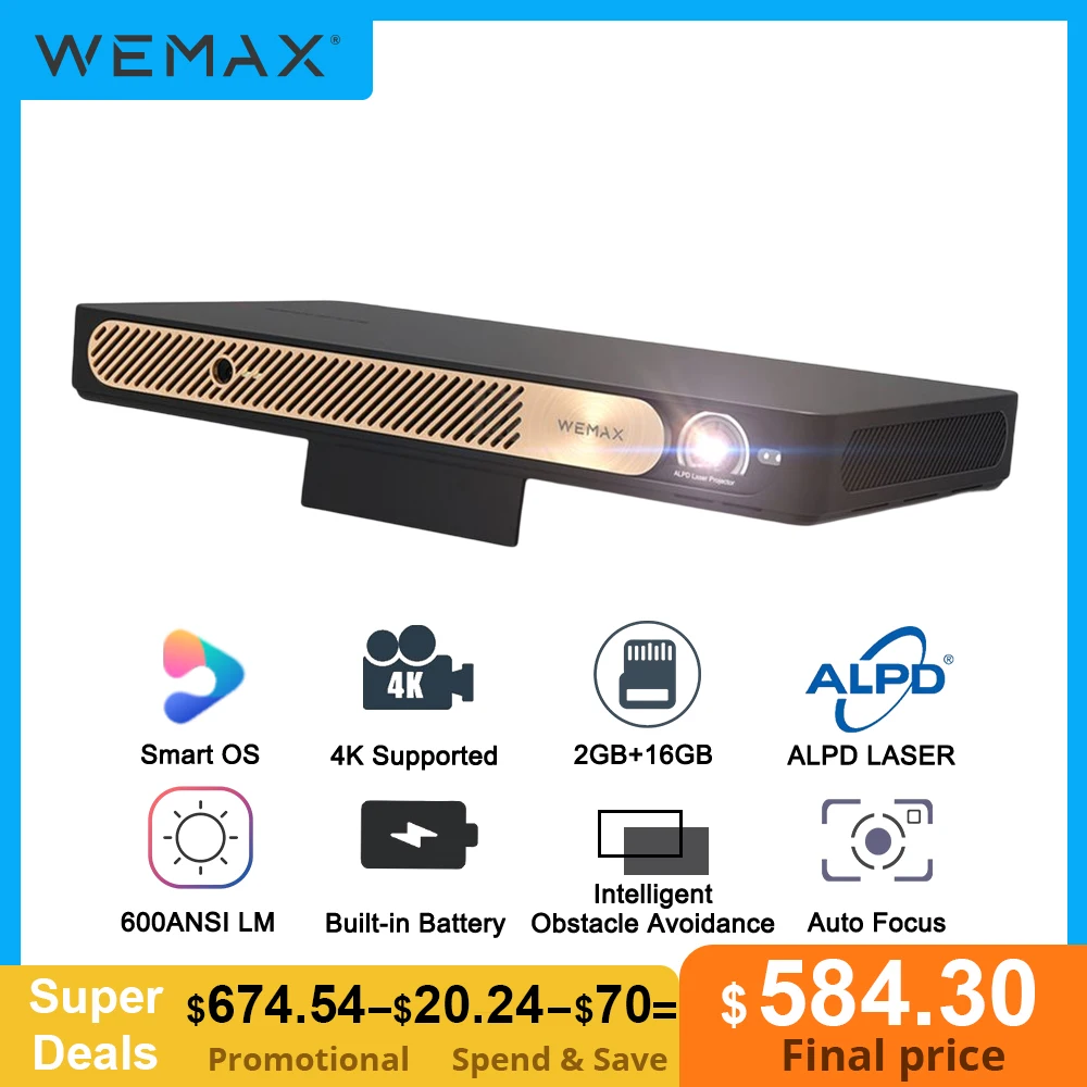WEMAX Go Advanced Smart ALPD®Лазерный проектор 1080P OS WiFi встроенный аккумулятор ультра