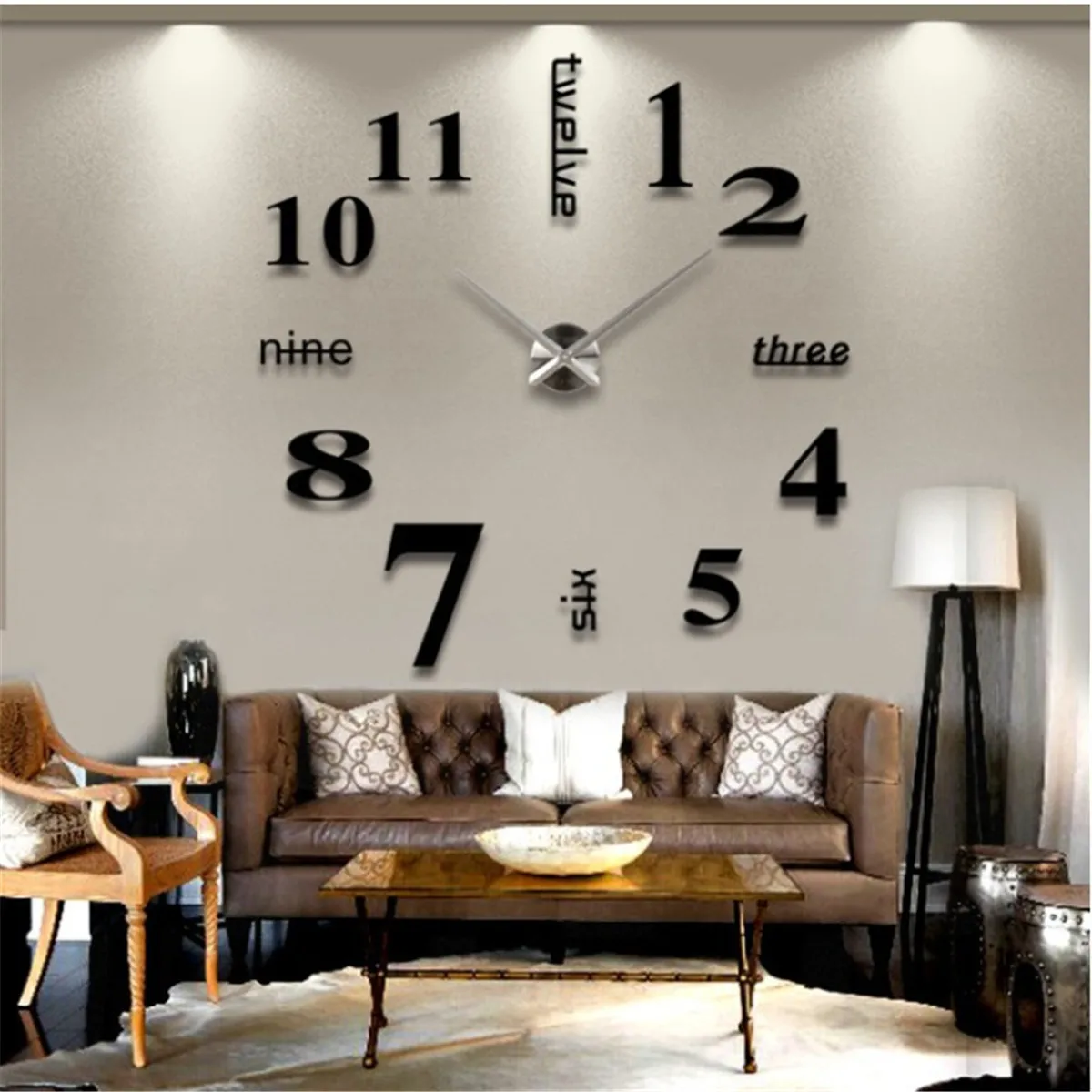 

47 Inch 3D Large Wall Clock Mirror Wall Stickers Creative DIY Wall Clocks Modern Design Mute Quartz Needle Watch Reloj De Pared