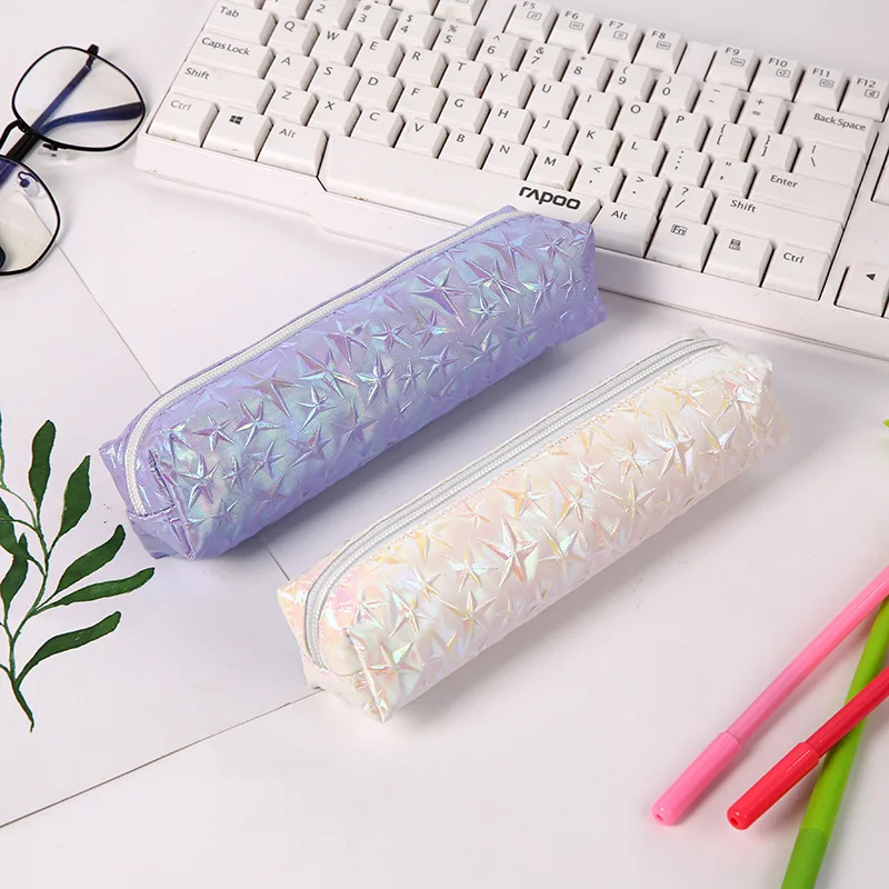 

New Three-dimensional Pentagram Pencil Case Colorful Laser Pencil Case Large Capacity Storage Bags Study Stationery