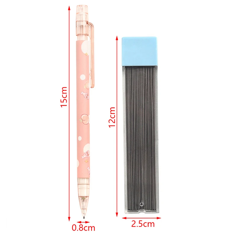 

0.5mm Sweet Peach Mechanical Pencil with Leads Cute Pencil School Stationery Supplies Gift Cartoon Students Prize