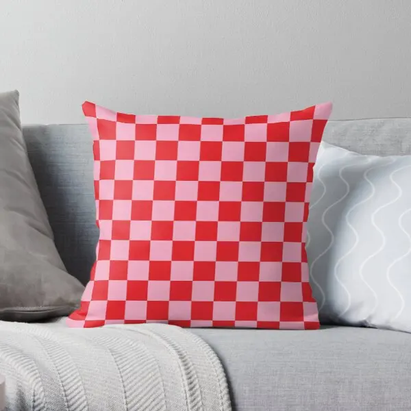 

Checkered Pink And Red Printing Throw Pillow Cover Wedding Case Home Fashion Office Anime Bed Car Decor Pillows not include