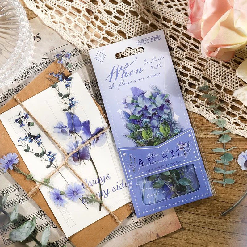 

30pcs/Pack Purple Flowers Decorative Stickers Scrapbooking Diary Journal Planner Card Album Sticker Greeting card Decor Sticker