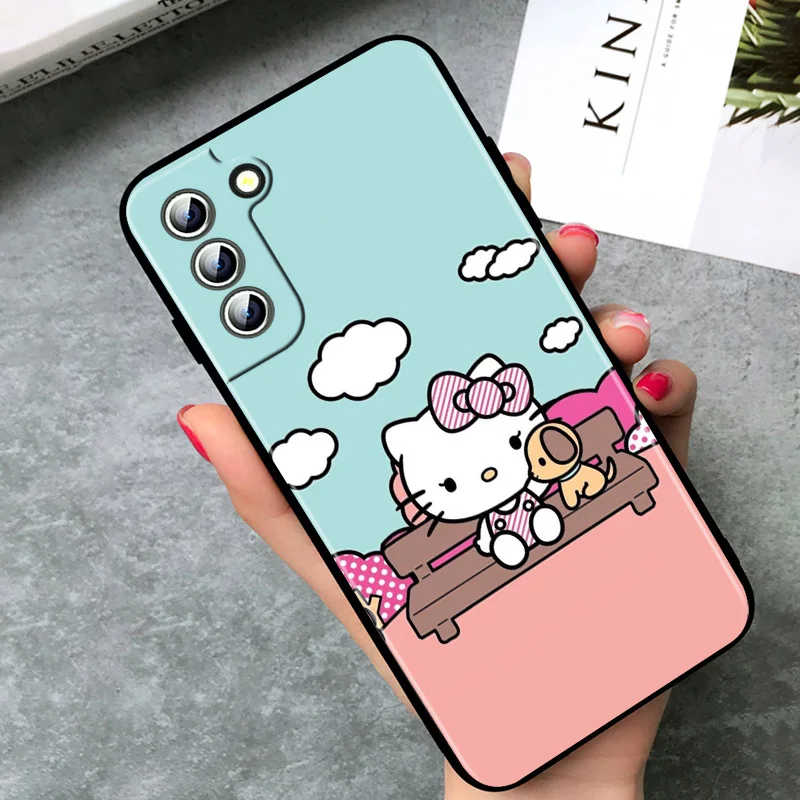 Милый силиконовый чехол Hello Kitty для Samsung Galaxy S22 S21 S20 FE Ultra S10e S10 S9 S8 S7 S6 Edge Plus черный |