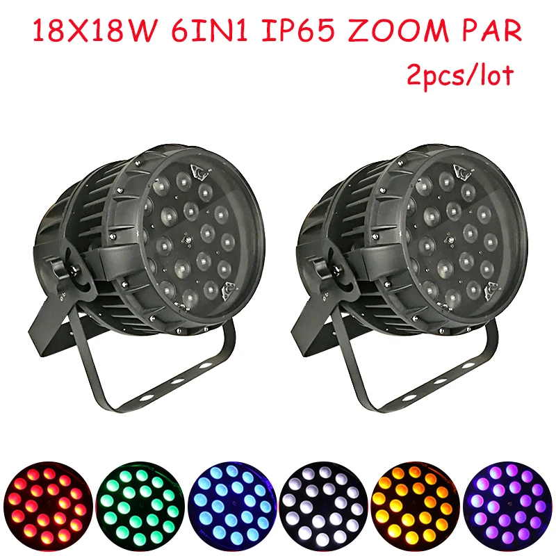 

US Stock IP65 2pcs 18x18w rgbwa uv 6in1 Zoom LED Par Can Light Outdoor use DMX DJ Christmas Lighting Projector