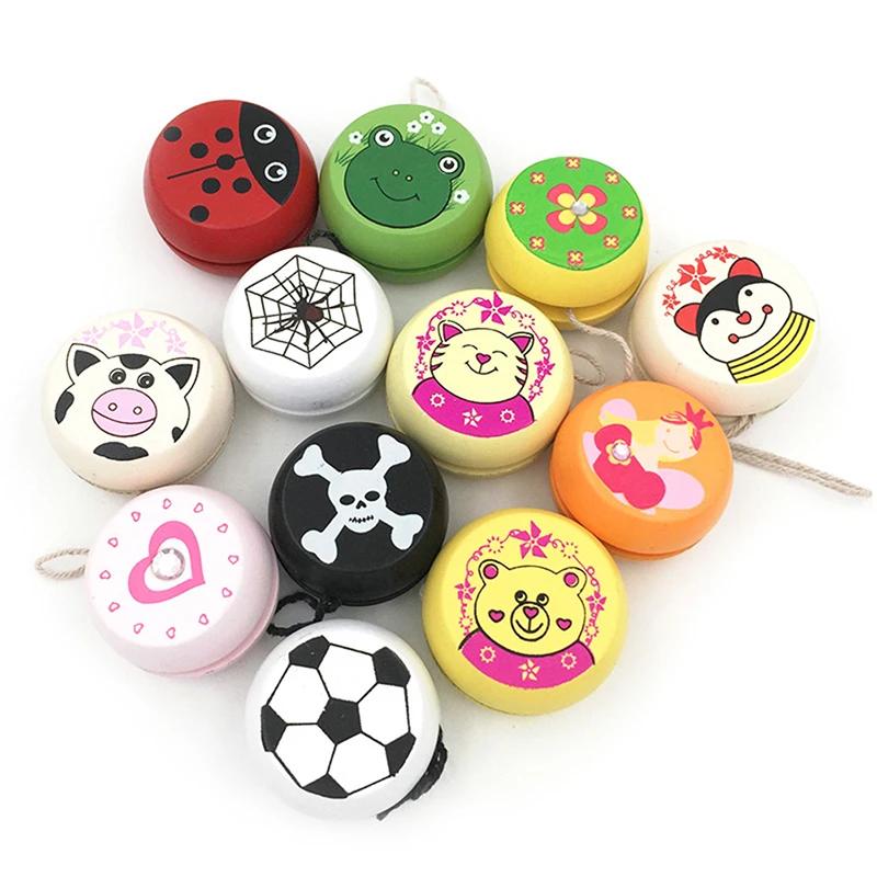 

Cute Animal Prints 5cm Wooden Yo-yo Cable Sliding Up And Down Ladybug Toys Creative Toys For Children Yoyo Ball