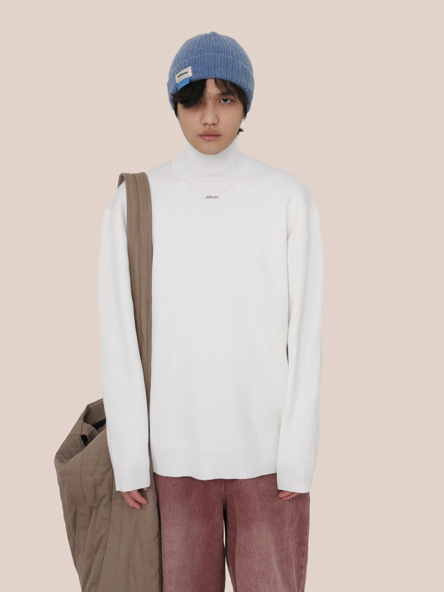 Осень-зима 2023 парный утолщенный свитер с воротником средней длины для мужчин и