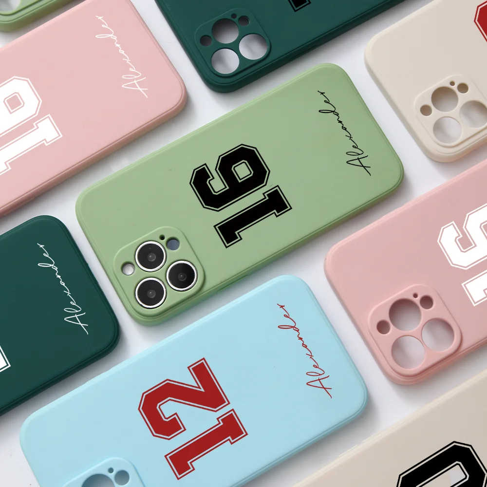 

Custom Personalized Name DIY Number Silicone Phone Case For iPhone 14 13 12 11 Pro Max Mini XS X XR SE 7 8 Plus Soft Phone Cover