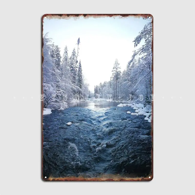 

Winter End River Metal Plaque Poster Club Home Funny Wall Plaque Living Room Tin Sign Poster