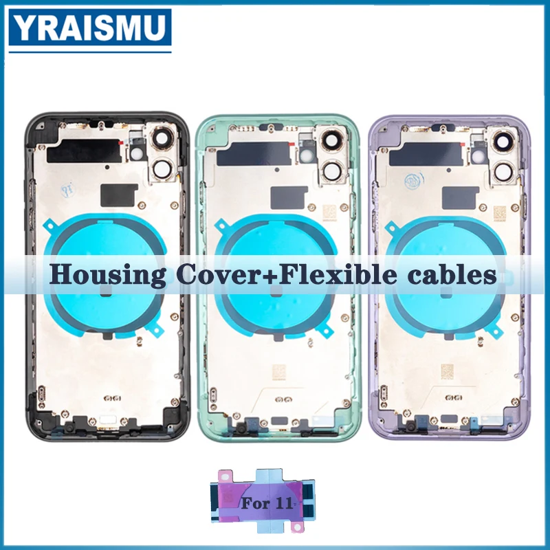 1 шт., Высококачественная задняя крышка батарейки для iPhone11, средняя рамка + SIM-карта, заднее стекло для SIM-карты