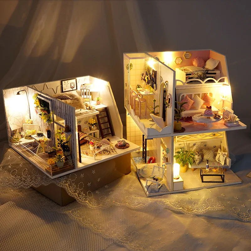 

Creative Romantic Warm DIY Doll House With Furniture Miniature Dollhouse Toys Model For Kids Adults Christmas Gift Surprise