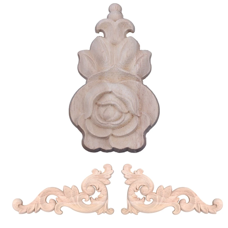 

3 шт., резная аппликация для мебели, 10 х5 см и 15 х8 Х0, 8 см