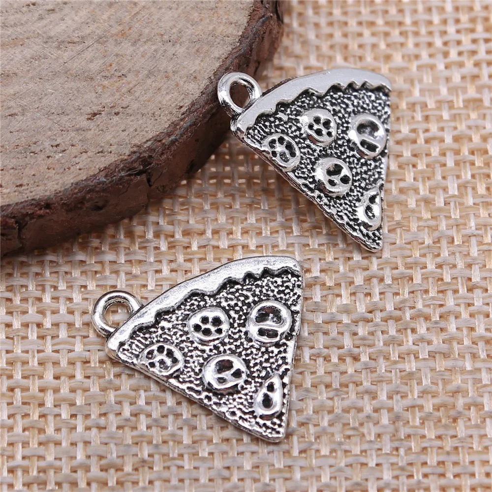 20Pcs 21x16mm Antique Silver Bronze Color Pizza Charms Pendant for Jewelry Making DIY Jewelry Accessories Handmade Craft