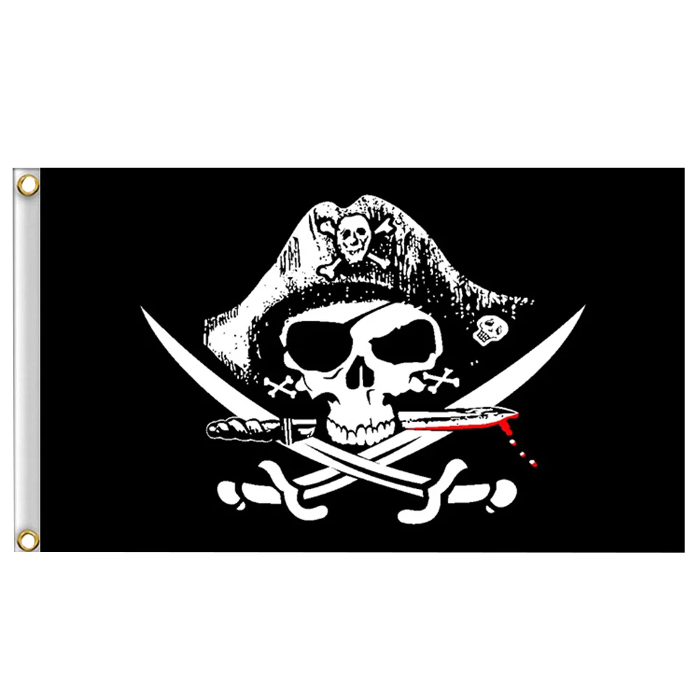 

2pcs Decorative Flags Pirate Festival Flag Creative Printed Bunting for Home Party Decor (Black)
