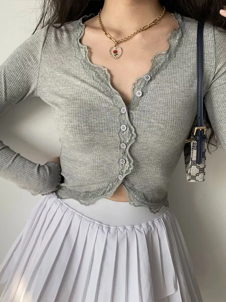 Autumn Winter V-Neck Knitted Cardigans Women Single Breasted Lace Loose Sweaters Female Casual Cardigan Soft Streetwear Knitwear