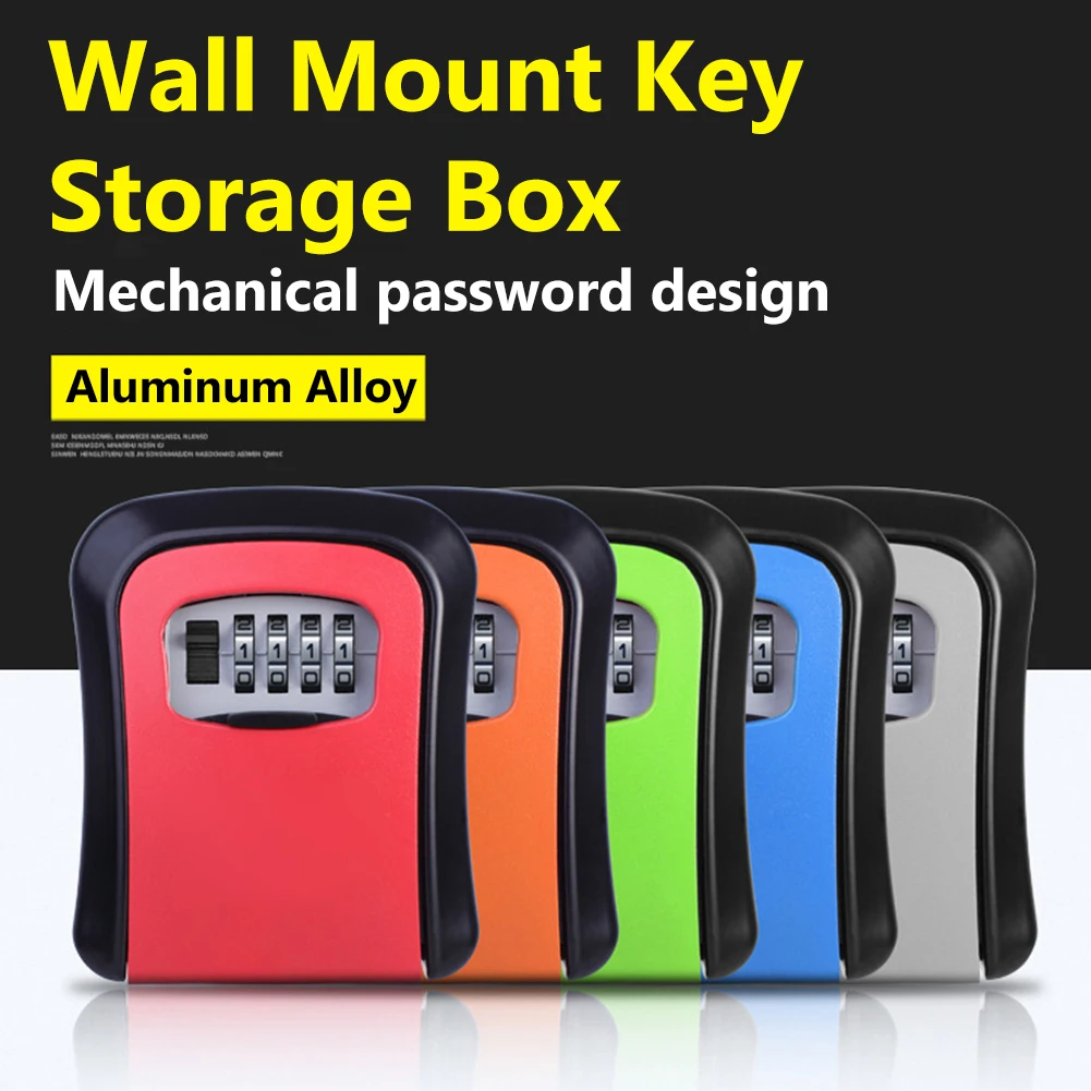 

Wall Mount Key Safe Box 4 Digit Combination Password Room Card Protection Box Aluminum Alloy for Apartment Factory Supplies