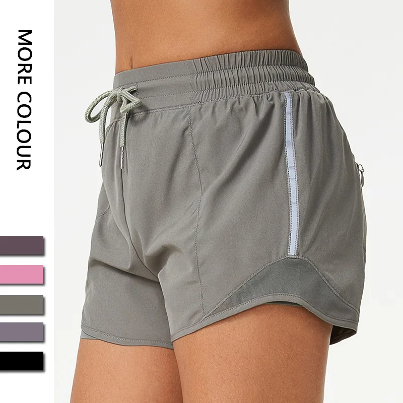 Jenny&Dave Fashion Sports Shorts Women's Summer Loose Fitness Shorts Fake Two-Piece Casual Yoga Bermuda Casual Shorts Ladies