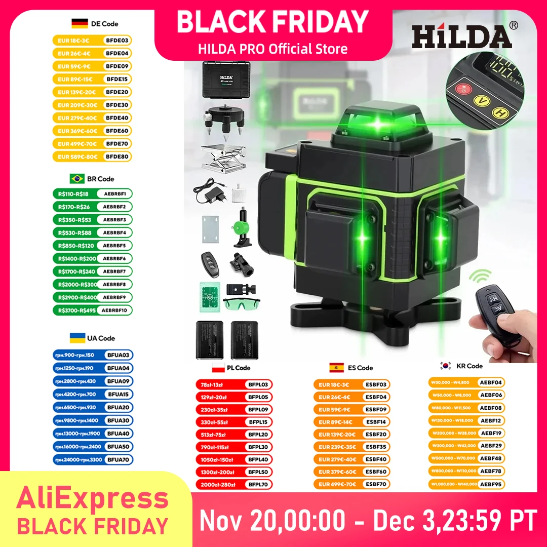 

HILDA Лазерный Уровень 16 Линий Зеленый