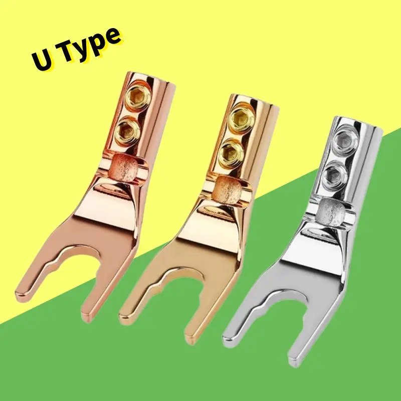 

U Y Fork Spade Banana Plug Soldering Wire Bananas Connectors Gold Silver Copper Speaker Terminal Audio Jack With Screw Amplifier