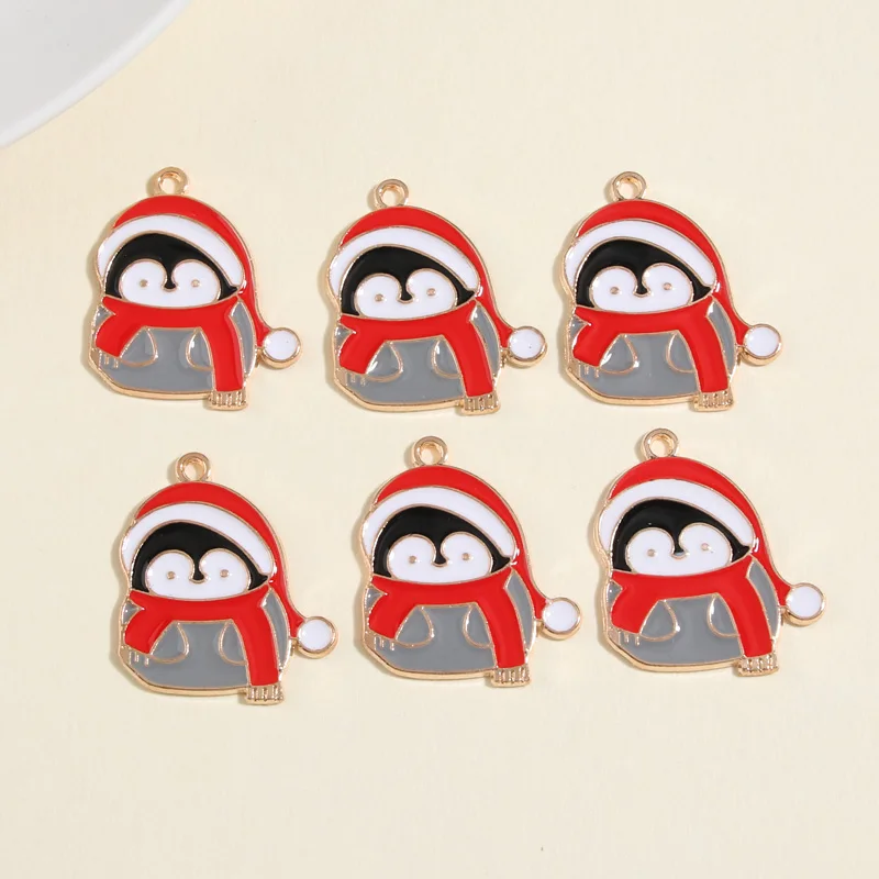 

5pcs Gold Color 29x24mm Cute Enamel Penguin Charms Christmas Pendant Fit DIY Necklaces Jewelry Making Handcrafted Accessories