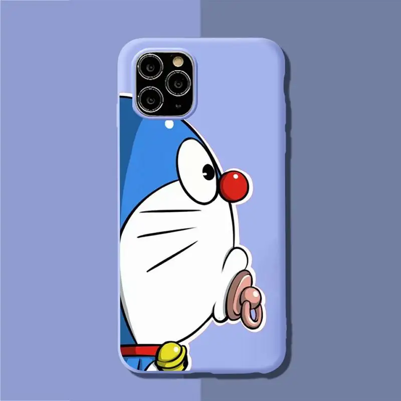 

Cartoon D-Doraemon Phone Case for iPhone 14 11 12 13 Mini Pro Xs Max 8 7 6 6S Plus X XR Solid Candy Color Case